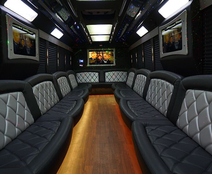 Ample room in a limo bus