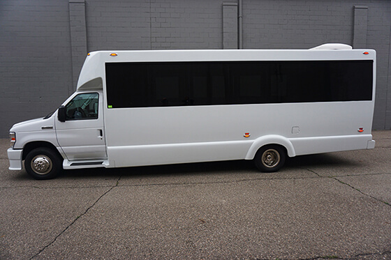 White party bus in Indianapolis
