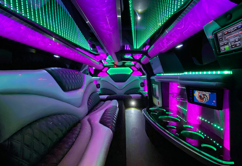 Neon lights in a limousine